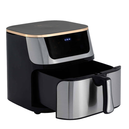 Friteuza cu Aer Cald, 10L, 2000W, Panou Touch, Timer 60 min, Temperatura Reglabilă 100-200°C, Incalzire Dubla, Accesorii Incluse