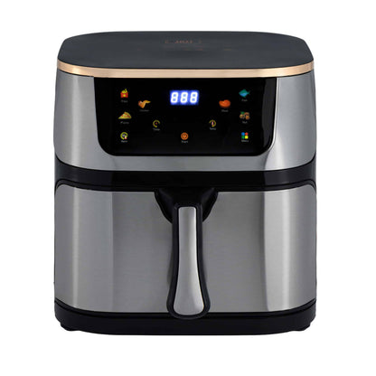 Friteuza cu Aer Cald, 10L, 2000W, Panou Touch, Timer 60 min, Temperatura Reglabilă 100-200°C, Incalzire Dubla, Accesorii Incluse
