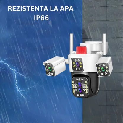 Camera de supraveghere WIFI 6K, 12MP, ZOOM 10X, 3 Camere, 1 Senzor, Control din aplicatie, Comunicare bidirectionala, Urmarire automata, Multi lens
