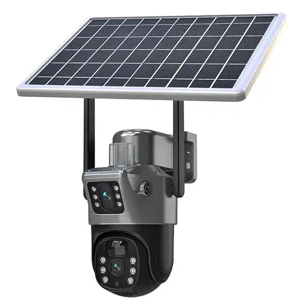 Camera De Supraveghere Cu Panou Solar,4G,Senzor De Miscare,Lentile Duble,4G HD 8MP