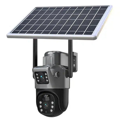 Camera De Supraveghere Cu Panou Solar,4G,Senzor De Miscare,Lentile Duble,4G HD 8MP