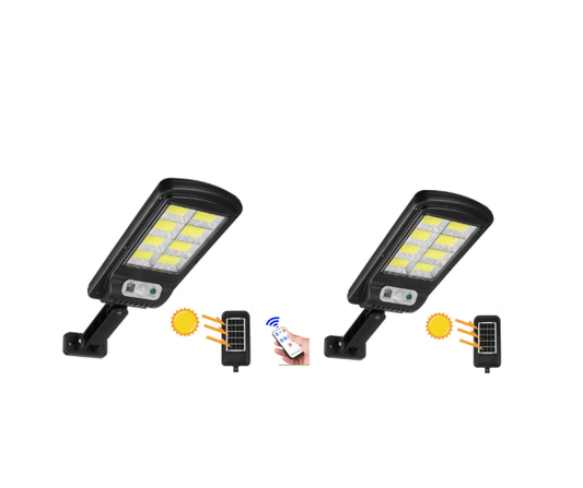 pachet 2 lamp solare stradale 2×160 de leduri, senzor de miscare