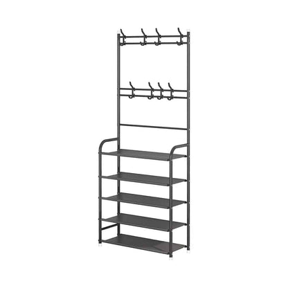 Cuier haine cu suport pantofi, 5 rafturi, 80 x 29.5 x 172 cm