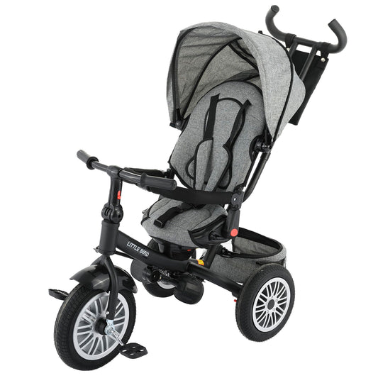 Tricicleta 4 in 1 rotativa cu pozitie de somn Little Bird Grii