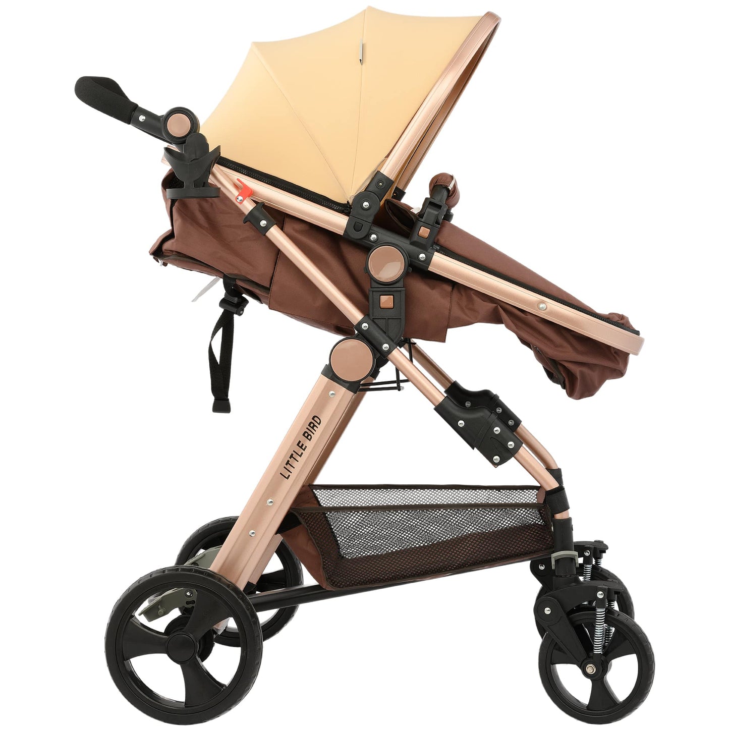Carucior little bird , cu suspensii , maro 2in 1 transformabil landou-sport