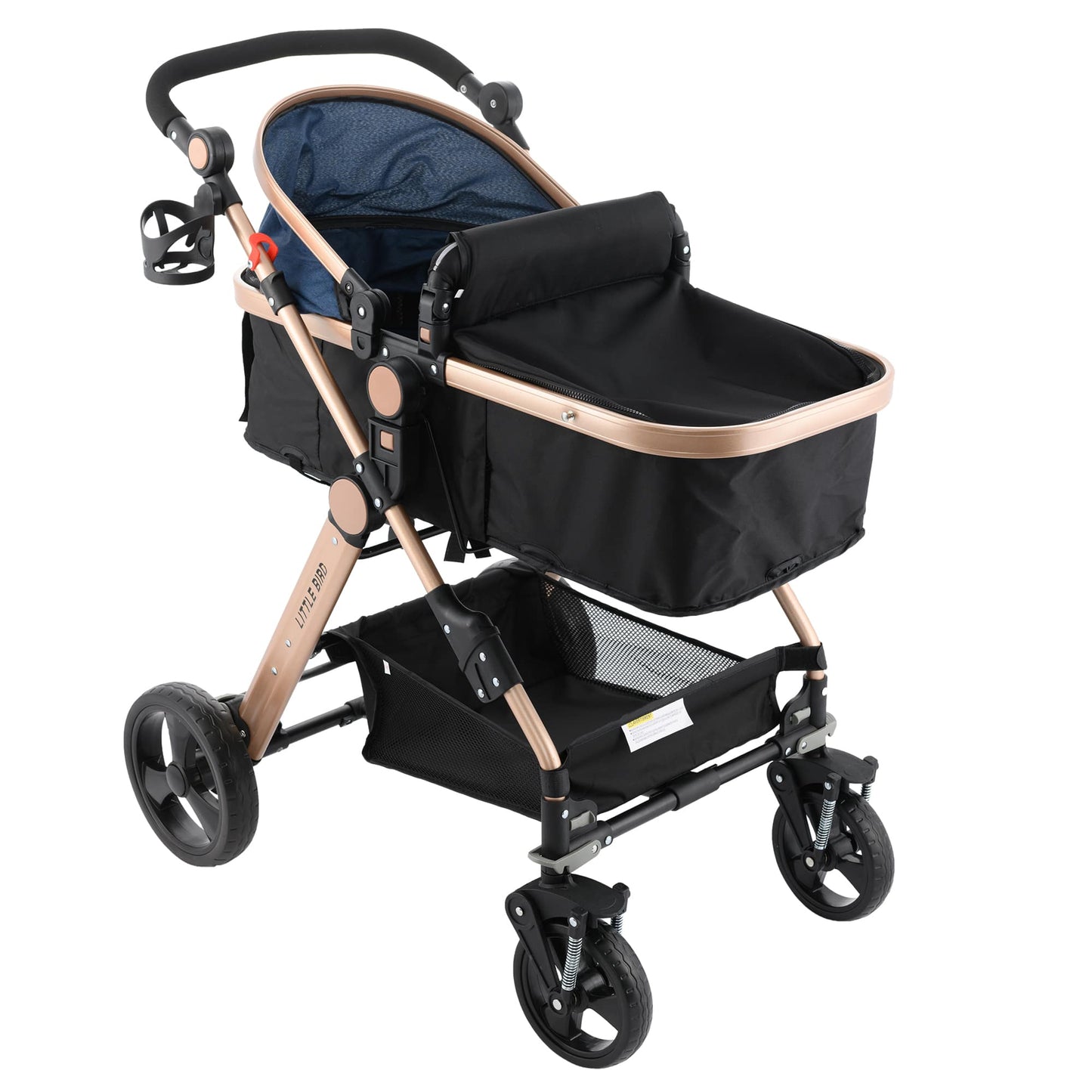 Carucior litle bird , cu suspensii , Albustru 2in1 transformabil landou-sport