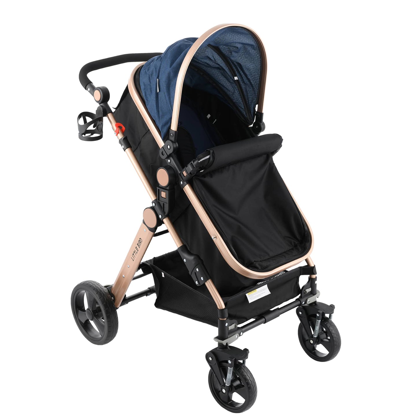 Carucior litle bird , cu suspensii , Albustru 2in1 transformabil landou-sport