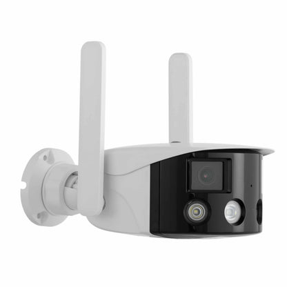 Camera de supraveghere WIFI EVKVO Q1-8X, 8MP, exterior/interior, Ultra HD 4K, lentila duala 180° Unghi de vizualizare ultra larg, zoom 5X, LED-uri luminoase, comunicare bidirectionala, senzor de miscare, Onvif, alb