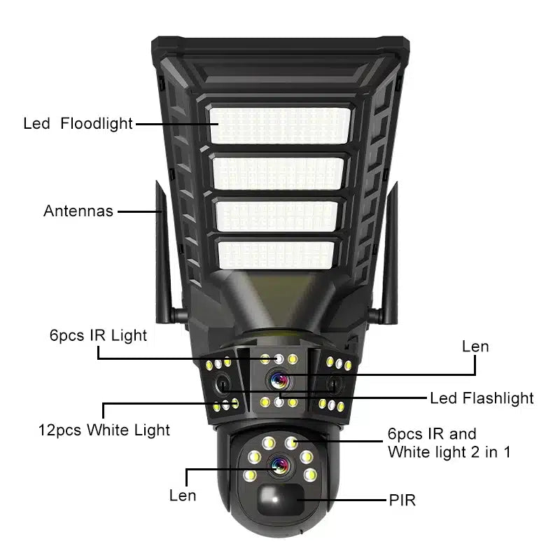 Lampă Solară LED cu Cameră CCTV – Iluminare și Securitate Exterioară IP67