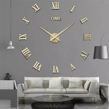 Ceas de perete 3D, auriu, 100 cm, XXL, design modern