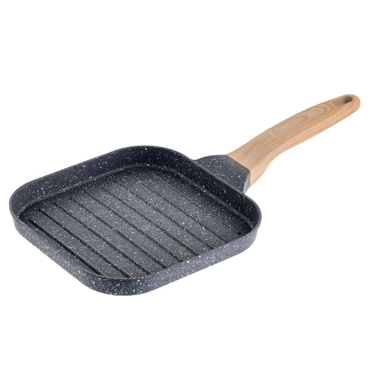 Tigaie grill, Maner din Lemn, Gri Inchis
