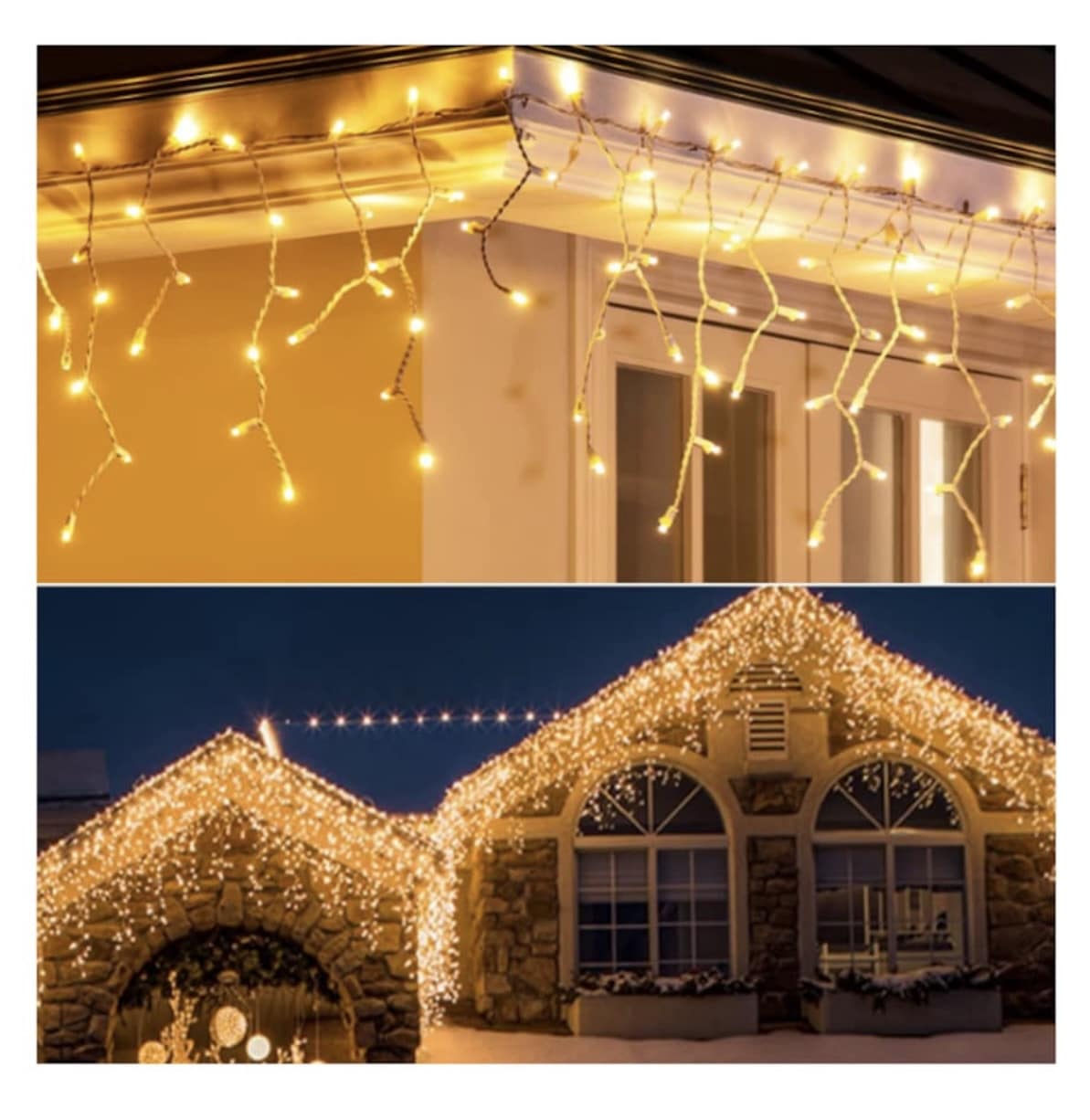 Instalatie Franjuri, 13m, 300 Led-uri, Rezistent Apa, Exterior/Interior, Alb cald