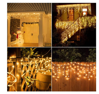 Instalatie Franjuri, 13m, 300 Led-uri, Rezistent Apa, Exterior/Interior, Alb cald
