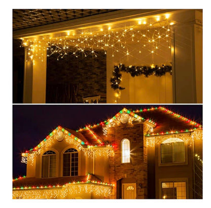 Instalatie Franjuri, 13m, 300 Led-uri, Rezistent Apa, Exterior/Interior, Alb cald
