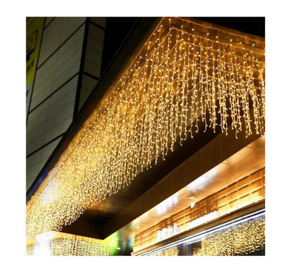 Instalatie Franjuri, 13m, 300 Led-uri, Rezistent Apa, Exterior/Interior, Alb cald