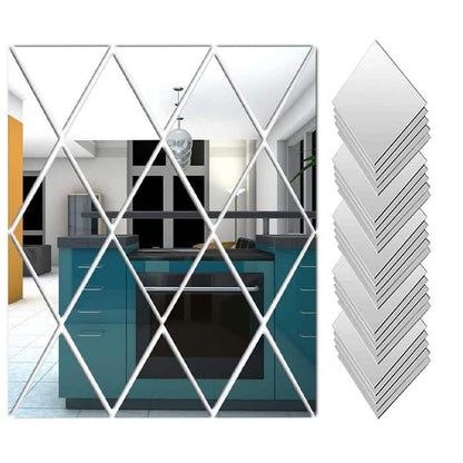DiamondWall, stickere oglinda in forma de diamant, oglindesc si lumineaza orice camera, dimensiune 100cm X 100cm, set 58 bucati
