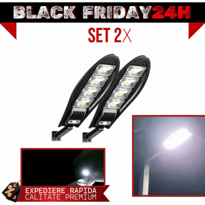 SET 2 x Lampa Stradala 1200W, Incarcare Solara, 65 CM
