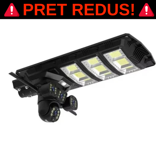 Lampă Solară cu Cameră de Supraveghere XL SIM 4G, Aplicatie Mobila, Microfon + Difuzor încorporat