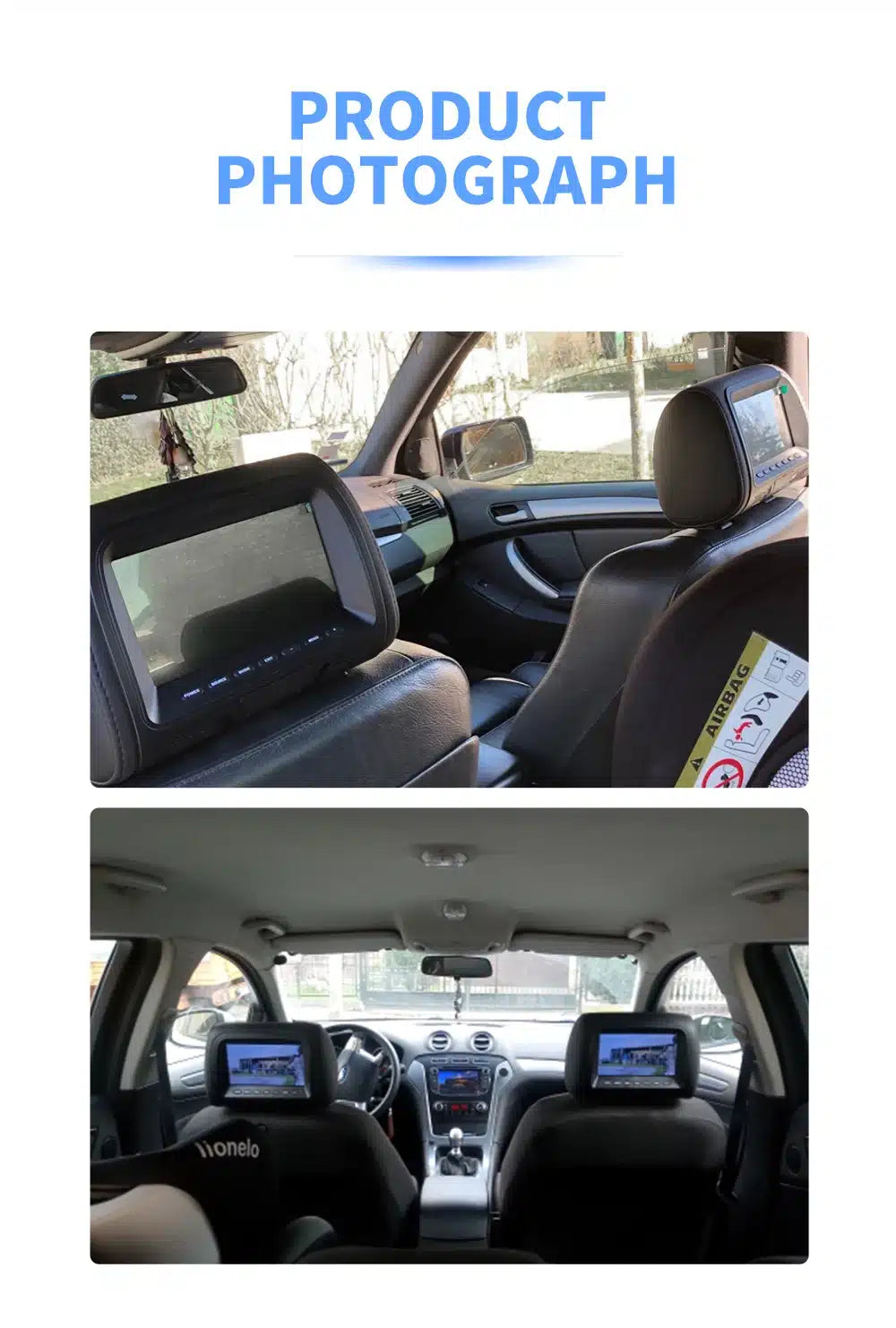 Set 2 Monitoare Auto 7 Inch pentru Tetieră – MP5 Player, Ecran HD, USB/SD, Difuzoare Integrate, Universal, Double DIN