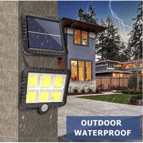 Proiector solar 120 LED COB senzor de lumina si miscare, negru ip 65