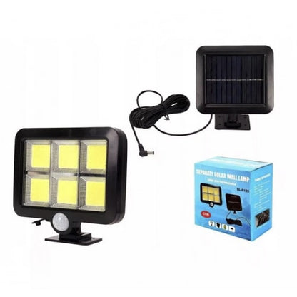 Proiector solar 120 LED COB senzor de lumina si miscare, negru ip 65
