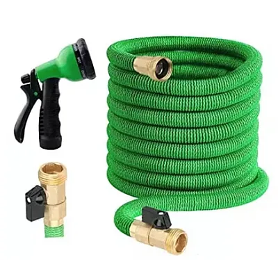 Furtun de gradina, flexibil si extensibil, cap de prindere, 7,5-37 m, verde