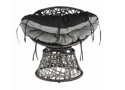 fotoliu de gradina,constructie din otel,material impletitura dinratan artificial, rotativ, perna de culoaregri deschis si negru,78 x 75 x 80 cm