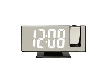 Ceas digital LED tip oglinda, alimentare cu baterii sau la retea USB, afisare temperatura, alarma, data, ora, alb
