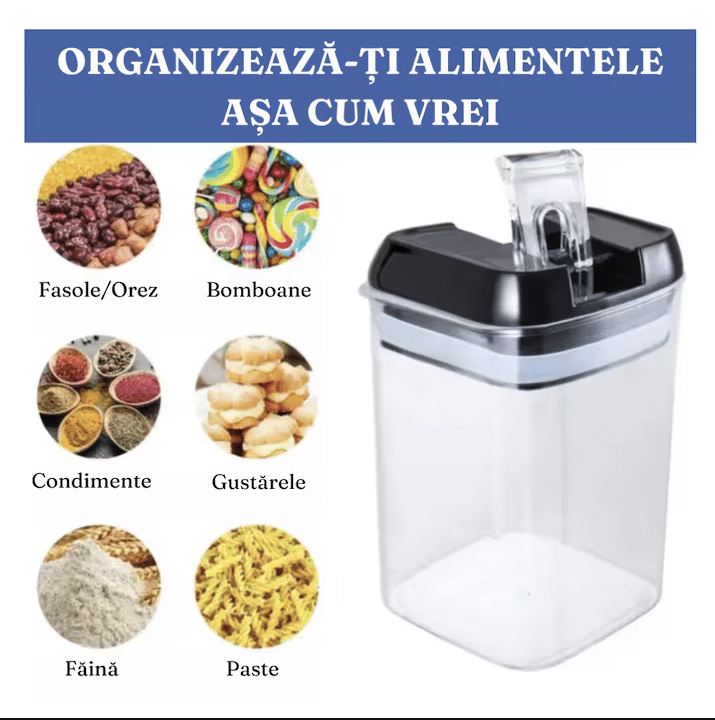 Cutii de depozitare alimente, Set din 7 Cutii pentru Condimente, Cereale, Cutii pentru Bucatarie, din Plastic PP, Cutii Alimentare, Diferite Dimensiuni, Transparente