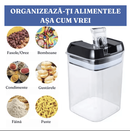Cutii de depozitare alimente, Set din 7 Cutii pentru Condimente, Cereale, Cutii pentru Bucatarie, din Plastic PP, Cutii Alimentare, Diferite Dimensiuni, Transparente