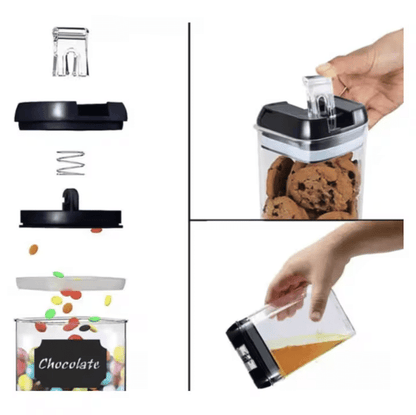 Cutii de depozitare alimente, Set din 7 Cutii pentru Condimente, Cereale, Cutii pentru Bucatarie, din Plastic PP, Cutii Alimentare, Diferite Dimensiuni, Transparente