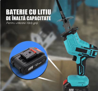 Mini fierastrau tip sabie portabil, 2 acumulator Li-ion 24 V