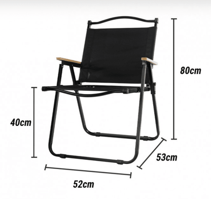 Scaun pliabil negru, cadru metalic, șezut confortabil – 80 × 52 × 53 cm