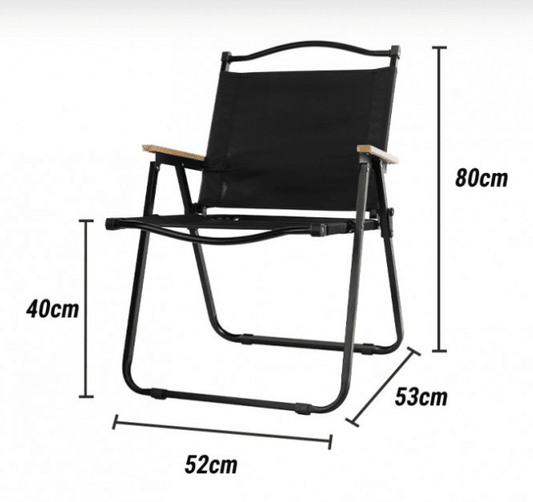 Scaun pliabil negru, cadru metalic, șezut confortabil – 80 × 52 × 53 cm
