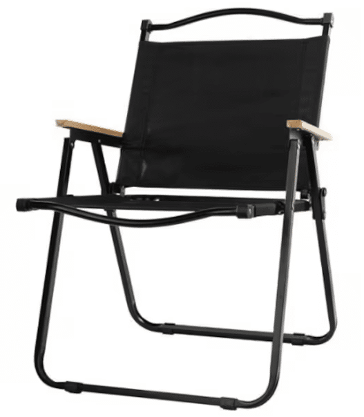 Scaun pliabil negru, cadru metalic, șezut confortabil – 80 × 52 × 53 cm