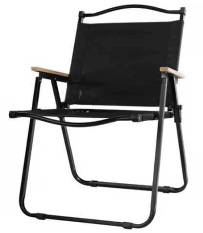 Scaun pliabil negru, cadru metalic, șezut confortabil – 80 × 52 × 53 cm