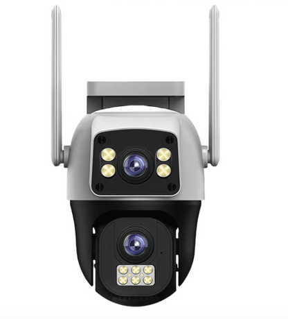 Cameră Supraveghere IP Wi-Fi 4MP Duală, 2 Antene, Zoom, Full Color Night Vision, Comunicare Intercom