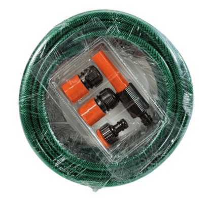 Furtun de gradina ranforsat, 1/2″, 20m lungime, cu adaptoare si pistol pentru udat, Verde