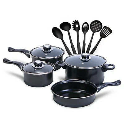 Set 13 piese oale si cratite, longziming, cu capac din sticla, antiaderent, din fier