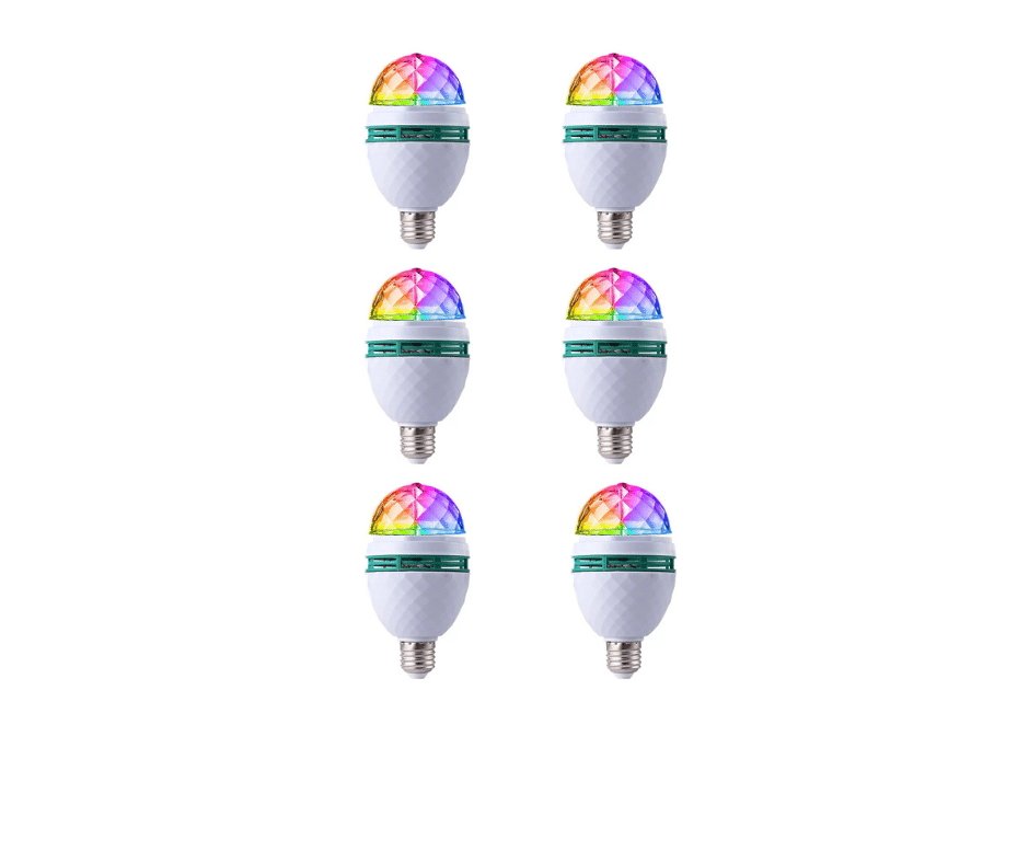 oferta 6 Becuri disco, rotativ, multicolor, cu LED, 3W, soclu E27