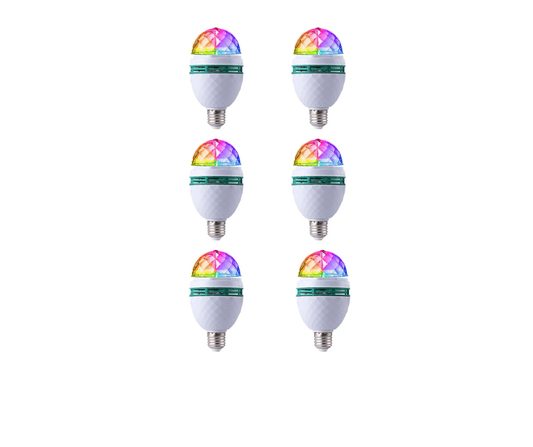 oferta 6 Becuri disco, rotativ, multicolor, cu LED, 3W, soclu E27