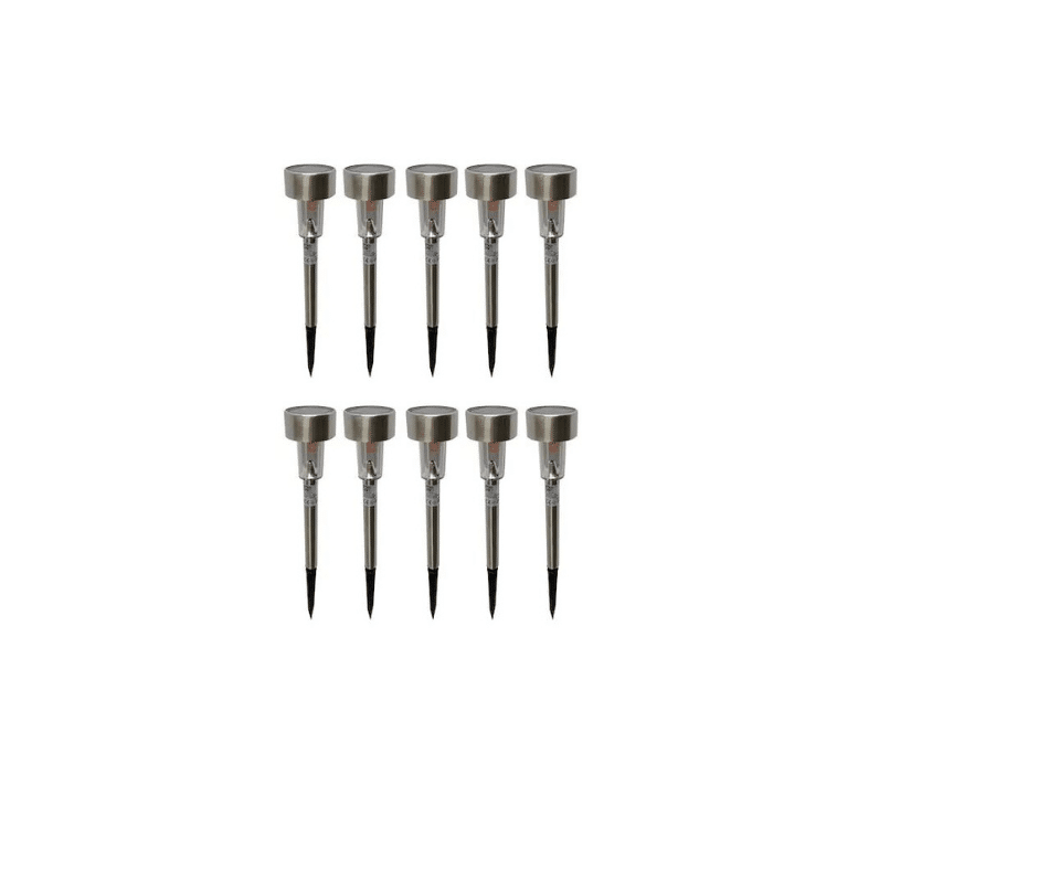 Pachet 10 lampi solare LED de exterior pentru gradina jrh, dispersor lucios, 0.06W, 1 lm, 200 mAh, Inox, 36 cm