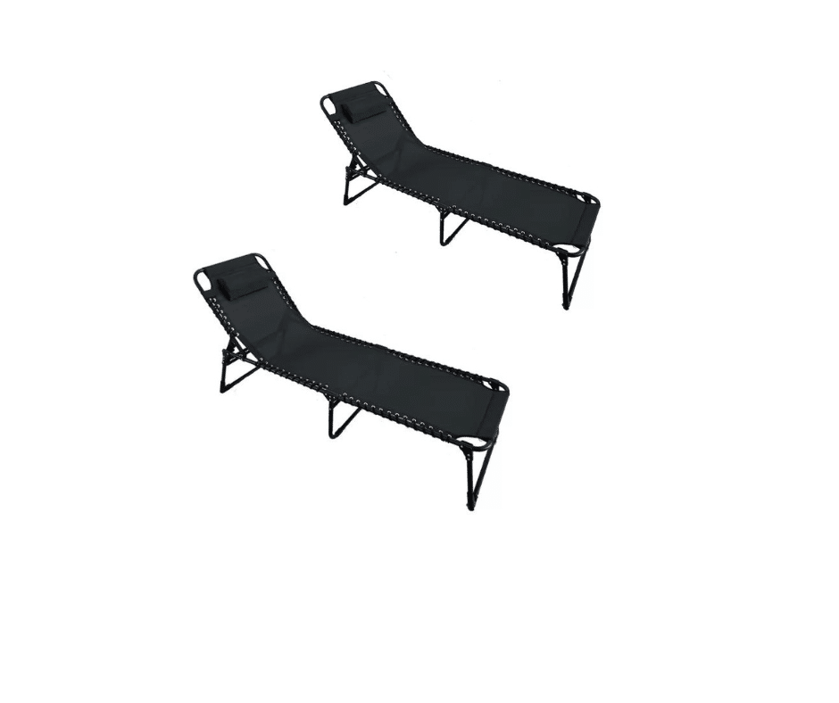 set 2 sezlongi pliabil cu spatar reglabil si perna, 190x56x83cm