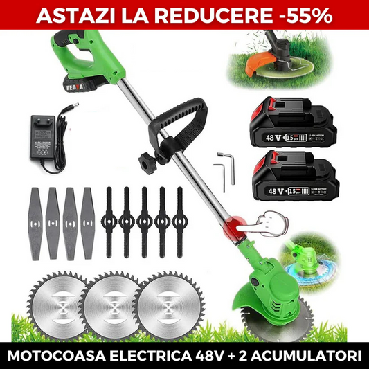 Motocoasa-electrica 48v, 6000mah, 18000 rpm cu 2-acumulatori