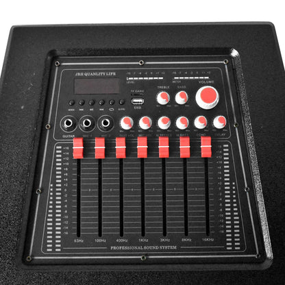 Set Boxe Active Profesionale ,JRH 2012DS , Putere 600 W , 7 Band Graphic Equalizer, Microfoane Wireless, Conectivitate Bluetooth 2 microphone fara fir si telecomanda