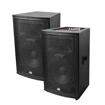 Set Boxe Active Profesionale ,JRH 2012DS , Putere 600 W , 7 Band Graphic Equalizer, Microfoane Wireless, Conectivitate Bluetooth 2 microphone fara fir si telecomanda