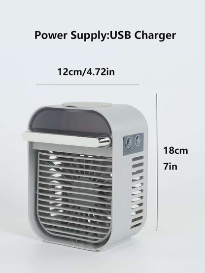 mini Răcitor de aer și umidificator, ventilator personal de birou cu 3 viteze, ventilator pentru aer condiționat, mini răcitor de aer, circulator portabil pentru ventilator personal, lumină de noapte LED pentru casă și birou și în aer liber