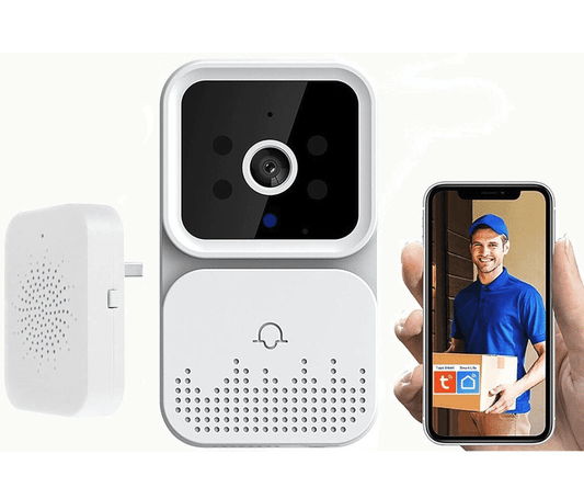 Sonerie inteligenta fara fir, distanta 30m, Wi-Fi, cu camera, schimbare de voce, stocare imagini in cloud, alb