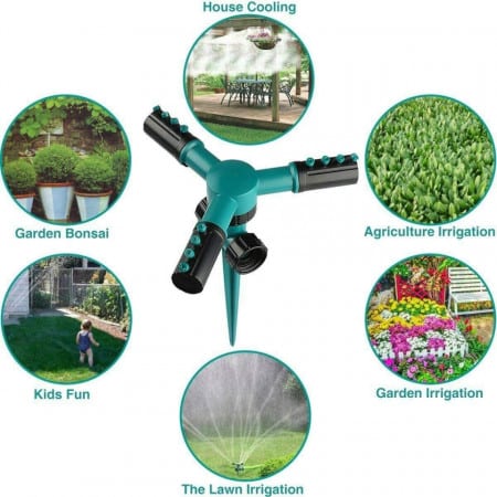 Aspersor de gazon pentru curte CUIFULI, rotativ 360 grade, 3000 m patrati, ABS, verde/negru