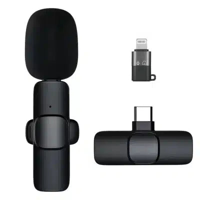 Microfon Lavaliera profesionala Wireless Type C/Iphone, portabil pentru smartphone, laptop, tableta, Negru